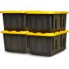 imageHOMZ 2Pack Durabilt Heavy Duty Plastic Storage Bins with Lids 27 Gallon GreenRed  Stackable Container Boxes for Holiday Attic and Garage OrganizationBlack BaseYellow Lid