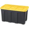 imageHOMZ 2Pack Durabilt Heavy Duty Plastic Storage Bins with Lids 27 Gallon GreenRed  Stackable Container Boxes for Holiday Attic and Garage OrganizationBlack BaseYellow Lid