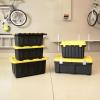 imageHOMZ 2Pack Durabilt Heavy Duty Plastic Storage Bins with Lids 27 Gallon GreenRed  Stackable Container Boxes for Holiday Attic and Garage OrganizationBlack BaseYellow Lid