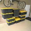 imageHOMZ 2Pack Durabilt Heavy Duty Plastic Storage Bins with Lids 27 Gallon GreenRed  Stackable Container Boxes for Holiday Attic and Garage OrganizationBlack BaseYellow Lid