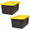 imageHOMZ 2Pack Durabilt Heavy Duty Plastic Storage Bins with Lids 27 Gallon GreenRed  Stackable Container Boxes for Holiday Attic and Garage OrganizationBlack BaseYellow Lid