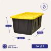 imageHOMZ 2Pack Durabilt Heavy Duty Plastic Storage Bins with Lids 27 Gallon GreenRed  Stackable Container Boxes for Holiday Attic and Garage OrganizationBlack BaseYellow Lid