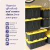 imageHOMZ 2Pack Durabilt Heavy Duty Plastic Storage Bins with Lids 27 Gallon GreenRed  Stackable Container Boxes for Holiday Attic and Garage OrganizationBlack BaseYellow Lid