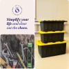 imageHOMZ 2Pack Durabilt Heavy Duty Plastic Storage Bins with Lids 27 Gallon GreenRed  Stackable Container Boxes for Holiday Attic and Garage OrganizationBlack BaseYellow Lid