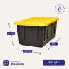 imageHOMZ 2Pack Durabilt Heavy Duty Plastic Storage Bins with Lids 27 Gallon GreenRed  Stackable Container Boxes for Holiday Attic and Garage OrganizationBlack BaseYellow Lid