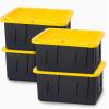 imageHOMZ 2Pack Durabilt Heavy Duty Plastic Storage Bins with Lids 27 Gallon GreenRed  Stackable Container Boxes for Holiday Attic and Garage OrganizationBlack BaseYellow Lid