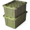 imageHOMZ 2Pack Durabilt Heavy Duty Plastic Storage Bins with Lids 27 Gallon GreenRed  Stackable Container Boxes for Holiday Attic and Garage OrganizationCamo Green