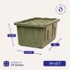 imageHOMZ 2Pack Durabilt Heavy Duty Plastic Storage Bins with Lids 27 Gallon GreenRed  Stackable Container Boxes for Holiday Attic and Garage OrganizationCamo Green