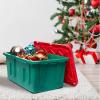 imageHOMZ 2Pack Durabilt Heavy Duty Plastic Storage Bins with Lids 27 Gallon GreenRed  Stackable Container Boxes for Holiday Attic and Garage OrganizationGreen BaseRed Lid
