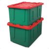 imageHOMZ 2Pack Durabilt Heavy Duty Plastic Storage Bins with Lids 27 Gallon GreenRed  Stackable Container Boxes for Holiday Attic and Garage OrganizationGreen BaseRed Lid