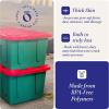 imageHOMZ 2Pack Durabilt Heavy Duty Plastic Storage Bins with Lids 27 Gallon GreenRed  Stackable Container Boxes for Holiday Attic and Garage OrganizationGreen BaseRed Lid