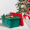 imageHOMZ 2Pack Durabilt Heavy Duty Plastic Storage Bins with Lids 27 Gallon GreenRed  Stackable Container Boxes for Holiday Attic and Garage OrganizationGreen BaseRed Lid