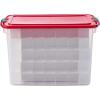 imageHOMZ 2Pack Holiday Tote Clear Plastic Storage Bins wLids ampamp Dividers 112 Quart Red  Stackable Organizing Containers for Christmas Ornament Decorations Gift Wraps and Crafts4 Pack