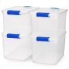 imageHOMZ 2Pack Latching Lid Large Clear Plastic Storage Bins with Lids 66 Quart Blue Latch  Stackable Container Boxes for Home Bathroom and Office OrganizationBlue