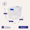 imageHOMZ 2Pack Latching Lid Large Clear Plastic Storage Bins with Lids 66 Quart Blue Latch  Stackable Container Boxes for Home Bathroom and Office OrganizationBlue