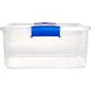 imageHOMZ 2Pack Latching Lid Large Clear Plastic Storage Bins with Lids 66 Quart Blue Latch  Stackable Container Boxes for Home Bathroom and Office OrganizationBlue