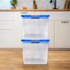 imageHOMZ 2Pack Secure Latch Clear Plastic Storage Organizer Bins 64 Quart Gray Lid  HeavyDuty Container Boxes with Lids for Home Office and GarageBlue Lid