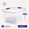 imageHOMZ 2Pack Snaplock Large Clear Plastic Storage Organizer Bins wLids 56 Quart White  Stackable Container Boxes for Bedroom Bathroom Garage and Office OrganizationWhite Lid