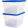 imageHOMZ 2Pack Snaplock Large Clear Plastic Storage Organizer Bins wLids 56 Quart White  Stackable Container Boxes for Bedroom Bathroom Garage and Office OrganizationBlue Lid