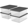imageHOMZ 2Pack Snaplock Large Clear Plastic Storage Organizer Bins wLids 56 Quart White  Stackable Container Boxes for Bedroom Bathroom Garage and Office OrganizationGray Lid