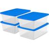 imageHOMZ 2Pack Snaplock Large Clear Plastic Storage Organizer Bins wLids 56 Quart White  Stackable Container Boxes for Bedroom Bathroom Garage and Office OrganizationBlue Lid