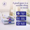 imageHOMZ 2Pack Under Bed Storage Clear Plastic Containers with Lids 56 Quart Gray Latch  Stackable Underbed Organizer Bins for Shoes Bags Clothes and TowelsBlue