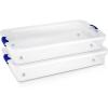 imageHOMZ 2Pack Under Bed Storage Clear Plastic Containers with Lids 56 Quart Gray Latch  Stackable Underbed Organizer Bins for Shoes Bags Clothes and TowelsBlue