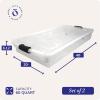 imageHOMZ 2Pack Under Bed Storage Clear Plastic Containers with Lids 56 Quart Gray Latch  Stackable Underbed Organizer Bins for Shoes Bags Clothes and TowelsGrey