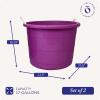 imageHOMZ 2Pack Utility Tub Large Plastic Storage Bucket with Rope Handles 17 Gallon Black  Portable Indoor and Outdoor Buckets for Kitchen Laundry Garden Bathroom and Garage OrganizationOrchid