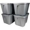 imageHOMZ 4Pack Durable Molded Bin Plastic Storage Containers wLids 10 Gallon Blue  Stackable Organizer Totes and Boxes for Bedroom Kitchen and Garage OrganizationTitanium Silver