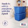 imageHOMZ 4Pack Durable Molded Bin Plastic Storage Containers wLids 10 Gallon Blue  Stackable Organizer Totes and Boxes for Bedroom Kitchen and Garage OrganizationBlue