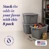 imageHOMZ 4Pack Durable Molded Bin Plastic Storage Containers wLids 10 Gallon Blue  Stackable Organizer Totes and Boxes for Bedroom Kitchen and Garage OrganizationTitanium Silver