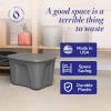imageHOMZ 4Pack Durable Molded Bin Plastic Storage Containers wLids 10 Gallon Blue  Stackable Organizer Totes and Boxes for Bedroom Kitchen and Garage OrganizationTitanium Silver