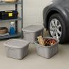 imageHOMZ 4Pack Durable Molded Bin Plastic Storage Containers wLids 10 Gallon Blue  Stackable Organizer Totes and Boxes for Bedroom Kitchen and Garage OrganizationTitanium Silver