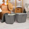 imageHOMZ 4Pack Durable Molded Bin Plastic Storage Containers wLids 10 Gallon Blue  Stackable Organizer Totes and Boxes for Bedroom Kitchen and Garage OrganizationTitanium Silver