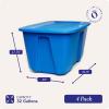 imageHOMZ 4Pack Durable Molded Bin Plastic Storage Containers wLids 10 Gallon Blue  Stackable Organizer Totes and Boxes for Bedroom Kitchen and Garage OrganizationBlue