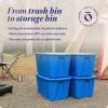 imageHOMZ 4Pack Durable Molded Bin Plastic Storage Containers wLids 10 Gallon Blue  Stackable Organizer Totes and Boxes for Bedroom Kitchen and Garage OrganizationBlue