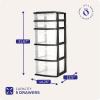 imageHOMZ 5Drawer Storage Cart Clear Plastic Drawers with Casters 1425quot Wide Medium White Frame  Organizing Drawer Containers for Home Bathroom Bedroom Office and ClassroomBlack