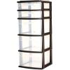 imageHOMZ 5Drawer Storage Cart Clear Plastic Drawers with Casters 1425quot Wide Medium White Frame  Organizing Drawer Containers for Home Bathroom Bedroom Office and ClassroomBlack