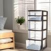imageHOMZ 5Drawer Storage Cart Clear Plastic Drawers with Casters 1425quot Wide Medium White Frame  Organizing Drawer Containers for Home Bathroom Bedroom Office and ClassroomBlack