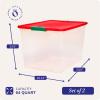 imageHOMZ 6Pack Holiday Tote Plastic Storage Organizer Bins with Lids 64 Quart ClearRed  Stackable Organizing Containers for Home Garage and Office64 Quart  235 x 16125 x 135