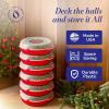 imageHOMZ 6Pack Seasonal Holiday Decorative Wreath Storage Organizer 24 Inch Red ampamp Clear  Stackable Plastic Containers for Christmas Ornament Decorations