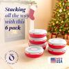 imageHOMZ 6Pack Seasonal Holiday Decorative Wreath Storage Organizer 24 Inch Red ampamp Clear  Stackable Plastic Containers for Christmas Ornament Decorations