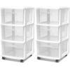 imageHOMZ Drawer Tower 3Tier Clear Plastic Storage Organizer Cart White Frame  HeavyDuty Organizing Drawers for Home Bedroom and Closet OrganizationWhite