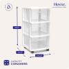 imageHOMZ Drawer Tower 3Tier Clear Plastic Storage Organizer Cart White Frame  HeavyDuty Organizing Drawers for Home Bedroom and Closet OrganizationWhite