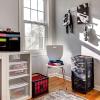 imageHOMZ Drawer Tower 4Tier Clear Plastic Storage Organizer Cart Black Frame  Rolling Drawer Containers with Wheels for Bathroom Bedroom Office and Classroom OrganizationAll Black