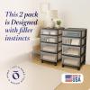 imageHOMZ Drawer Tower 4Tier Clear Plastic Storage Organizer Cart Black Frame  Rolling Drawer Containers with Wheels for Bathroom Bedroom Office and Classroom OrganizationClearBlack