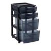 imageHOMZ Drawer Tower 4Tier Clear Plastic Storage Organizer Cart Black Frame  Rolling Drawer Containers with Wheels for Bathroom Bedroom Office and Classroom OrganizationBlack