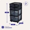 imageHOMZ Drawer Tower 4Tier Clear Plastic Storage Organizer Cart Black Frame  Rolling Drawer Containers with Wheels for Bathroom Bedroom Office and Classroom OrganizationAll Black