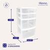 imageHOMZ Drawer Tower 4Tier Clear Plastic Storage Organizer Cart Black Frame  Rolling Drawer Containers with Wheels for Bathroom Bedroom Office and Classroom OrganizationWhite